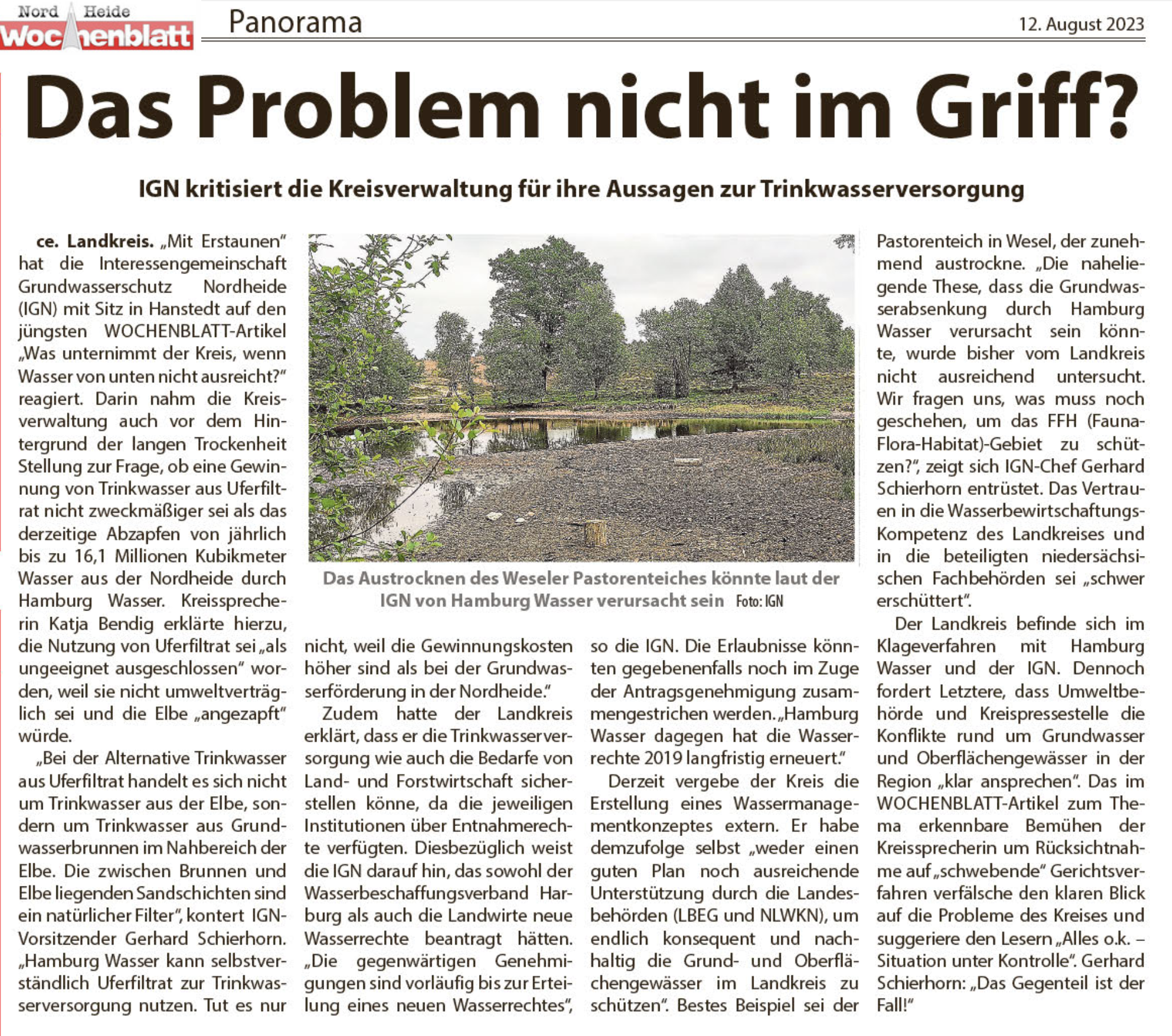 Pastorenteiche trocken